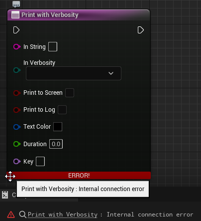 Print with Verbosity Internal Connection Error