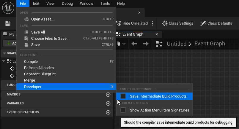 Enable Save Intermediate Build Products